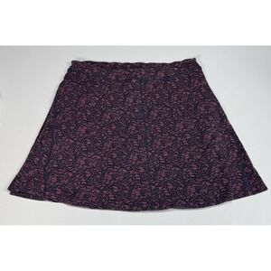 Toad&Co Chaka Skirt Purple Pink Floral Leaf Print Tencel Cotton Mini Large